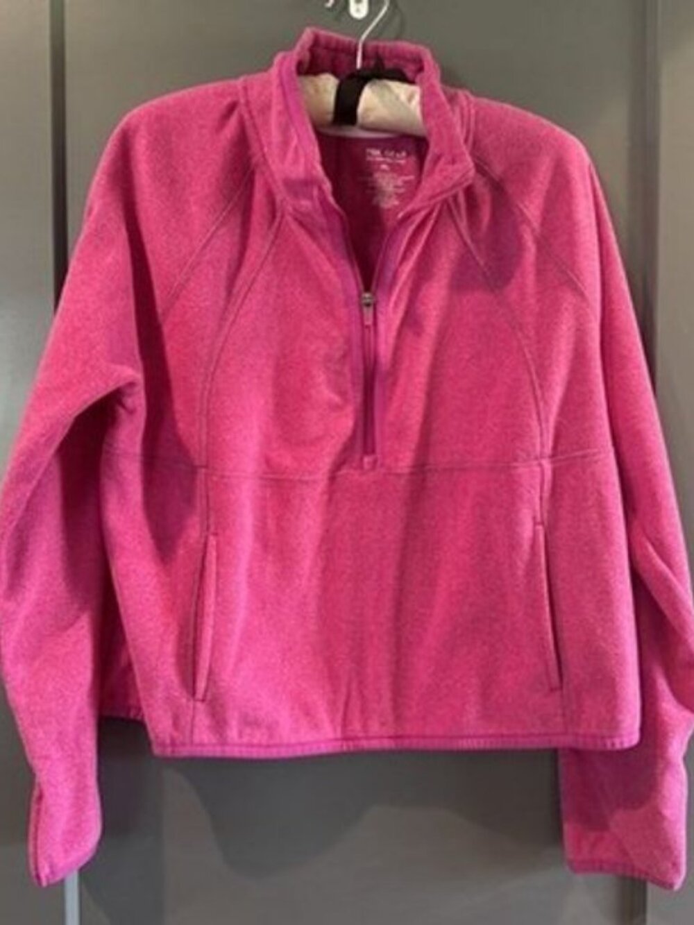 TEK GEAR Womens Petite Large 1/2 Zip Fleece Pullover Pink Pocketed